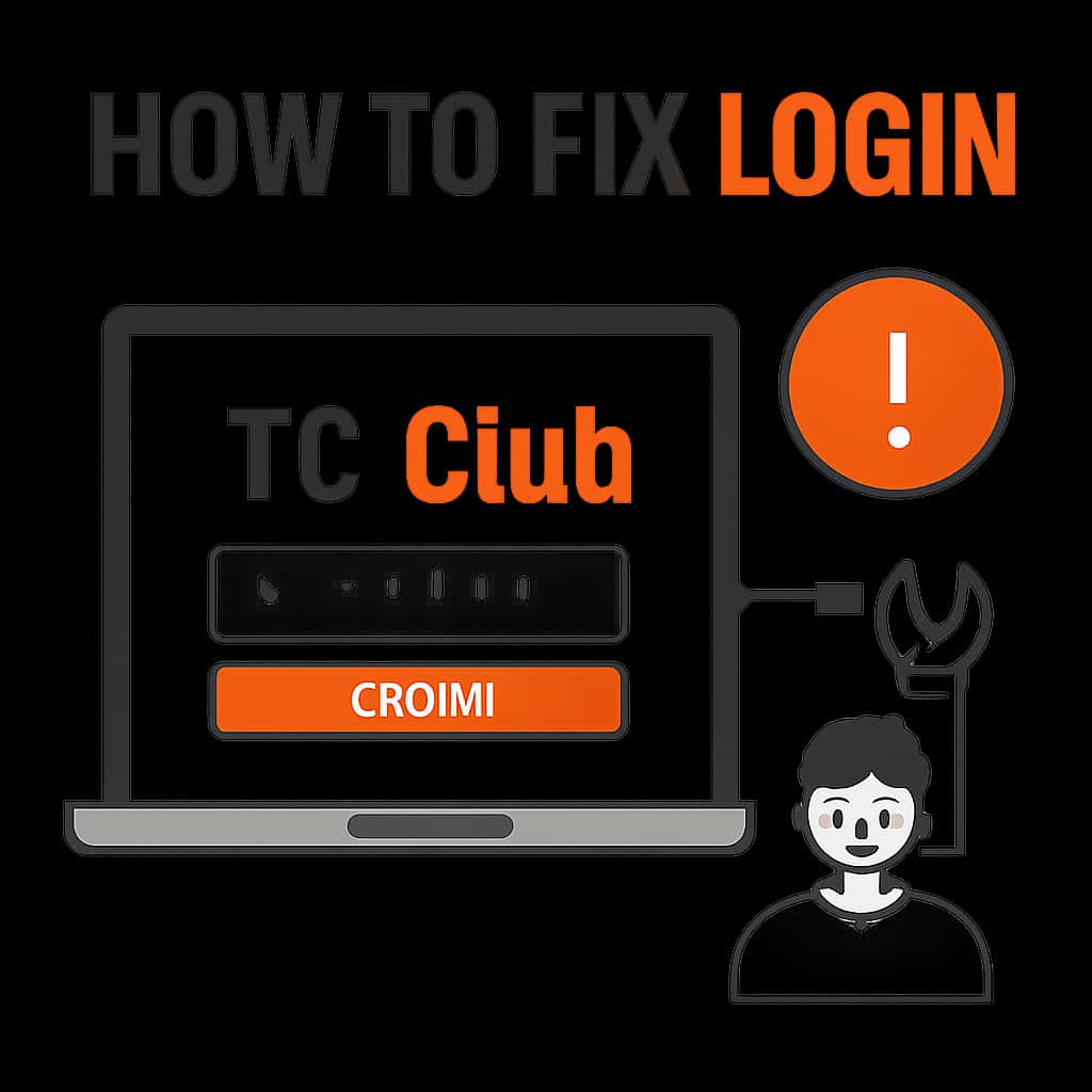 An educational diagram illustrating TC Club login troubleshooting steps.
